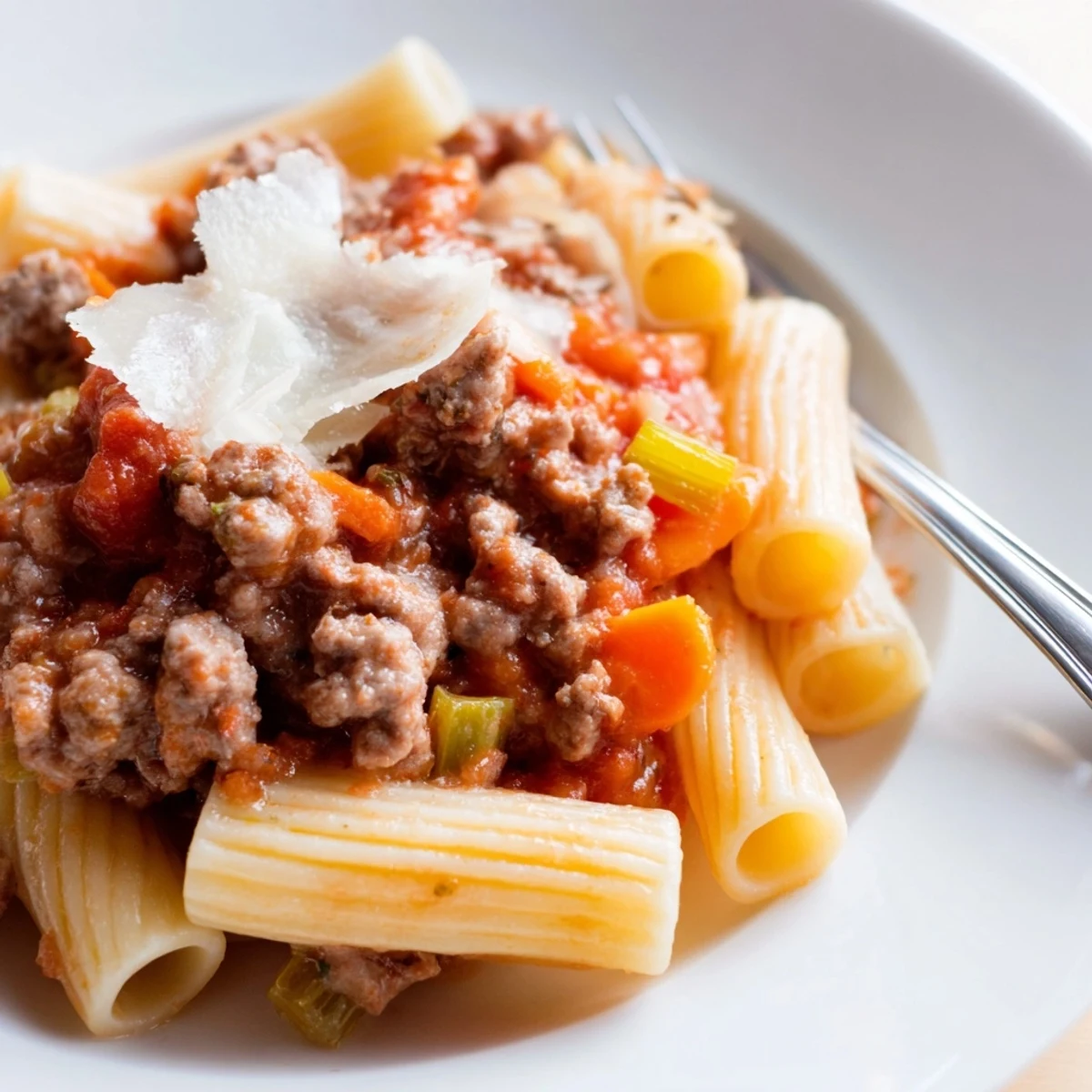 Rich and savory Homemade Bolognese Sauce simmering in a pot, perfect for pasta.