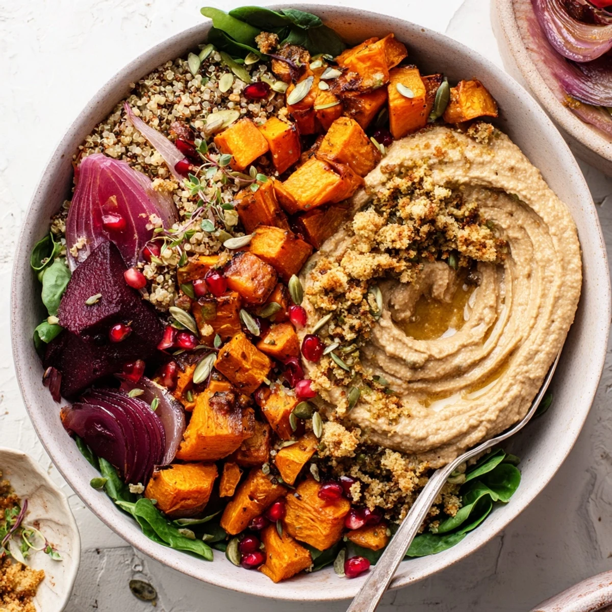 Cozy spiced winter bowls filled with roasted veggies and creamy ube-coconut purée. 