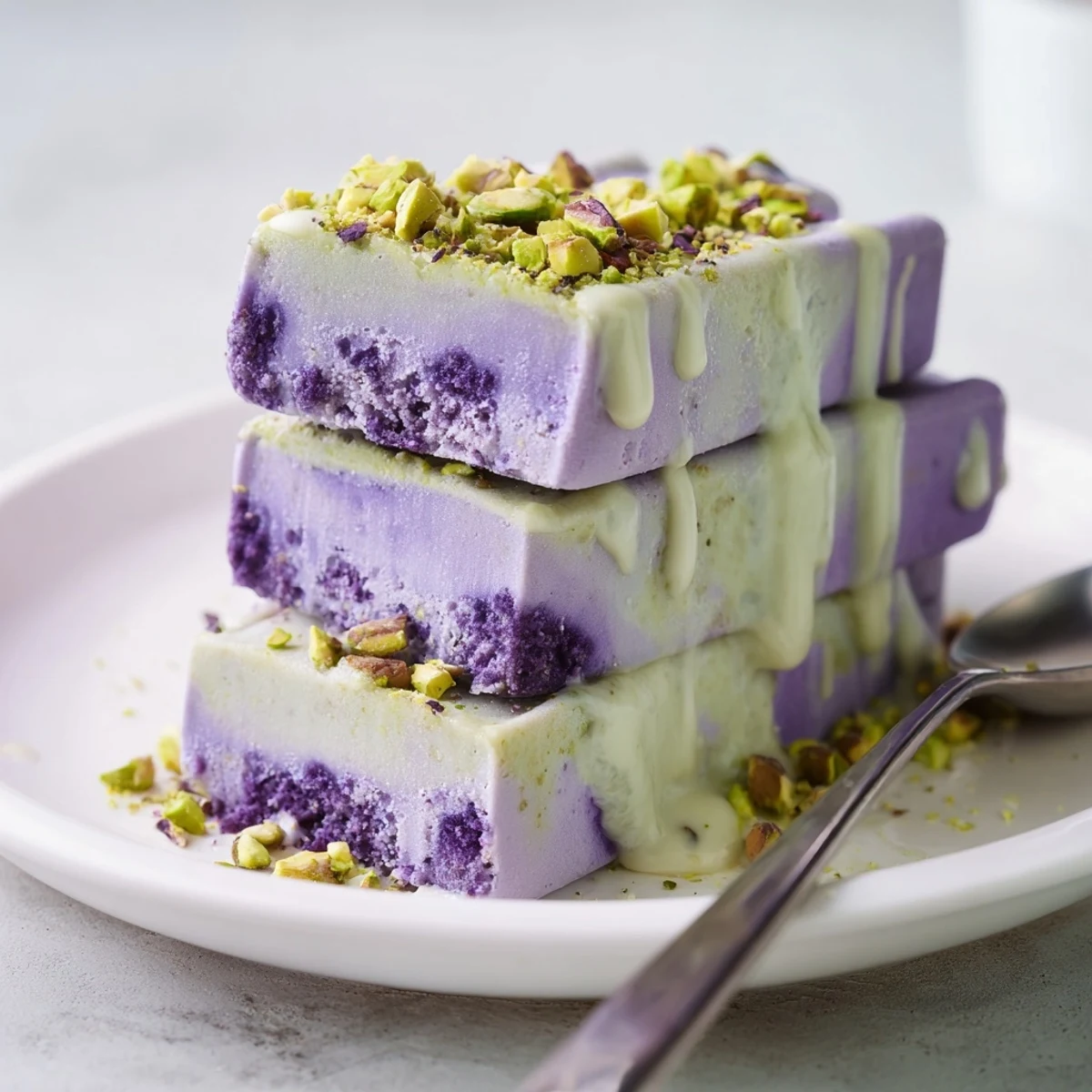 Ube Pistachio Ice Cream Bars
