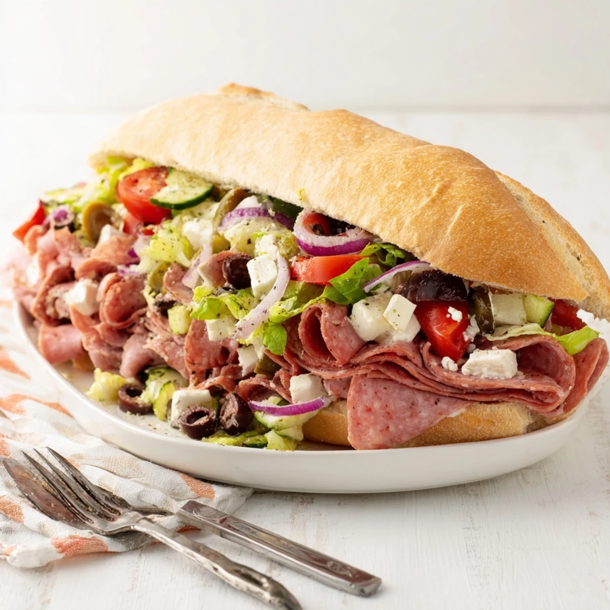 Vibrant Flavor Mash-Up Sandwiches piled high with Italian meats and fresh veggies.  