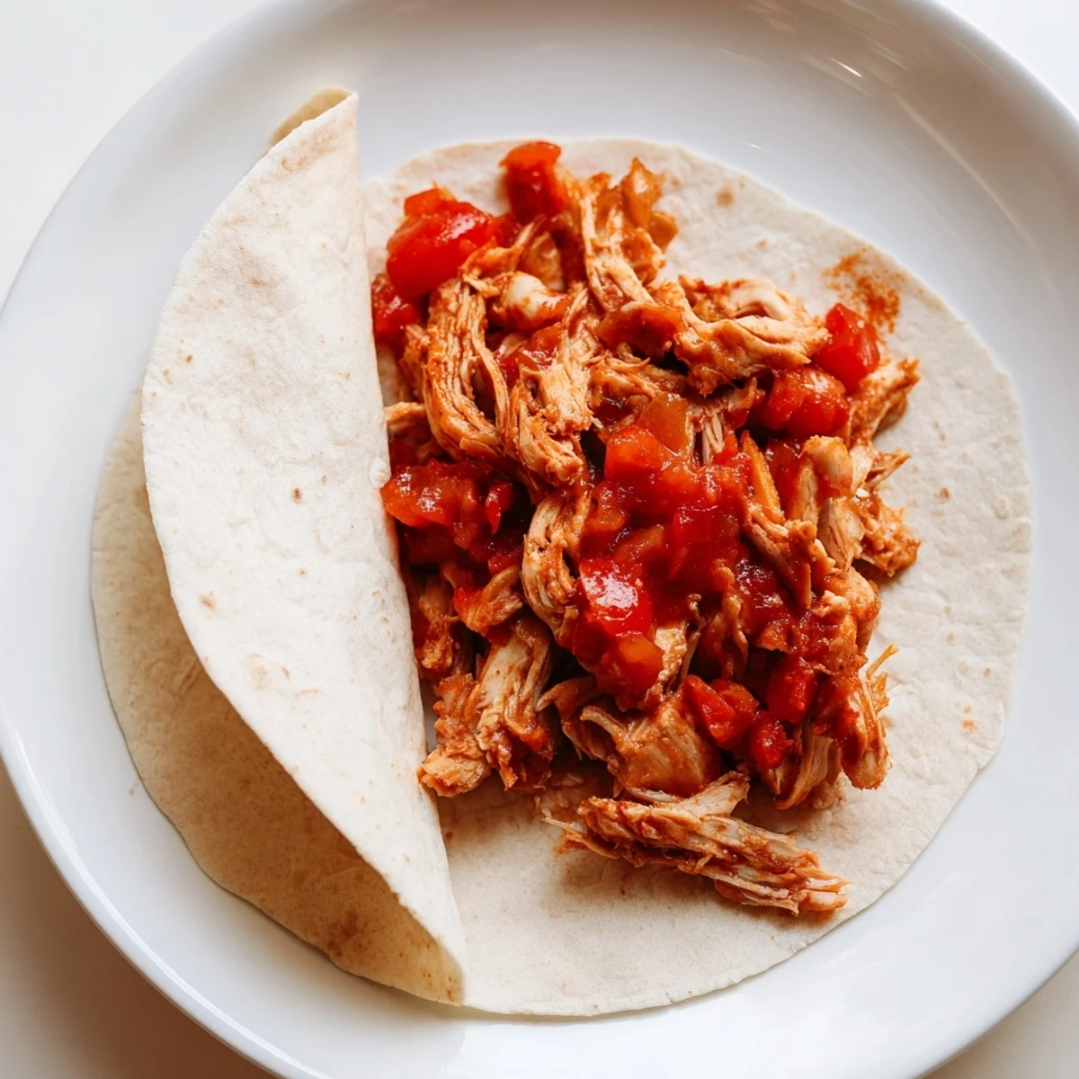 Savory Crock-Pot Shredded Chicken Tacos, a close-up of tender, spiced chicken filling tortillas.