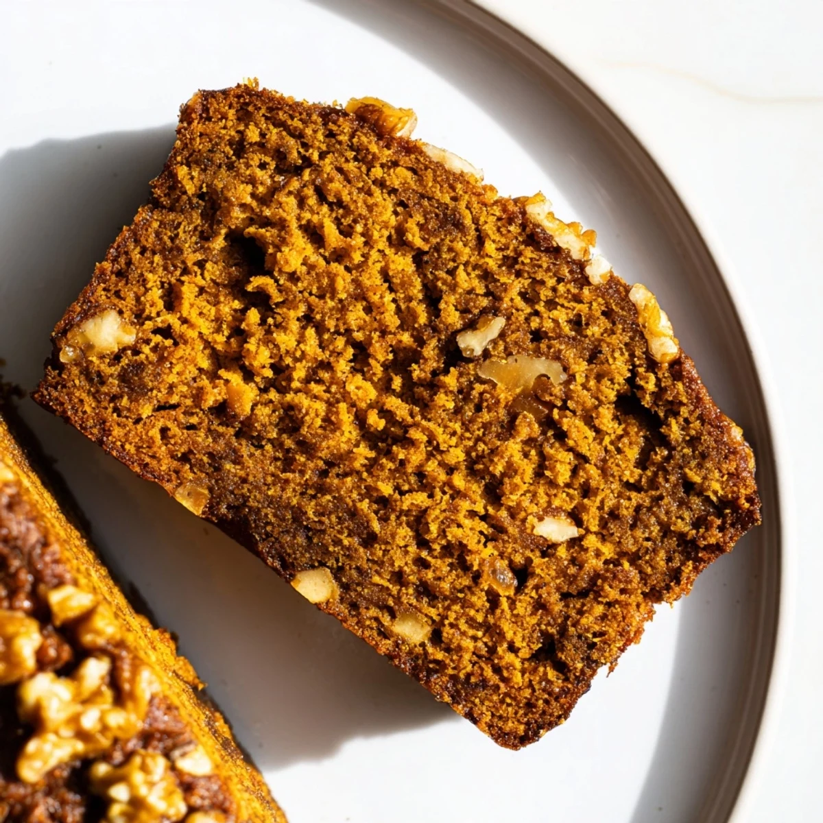 Golden-brown pumpkin bread rising perfectly in a loaf pan, ready for your warm kitchen.
