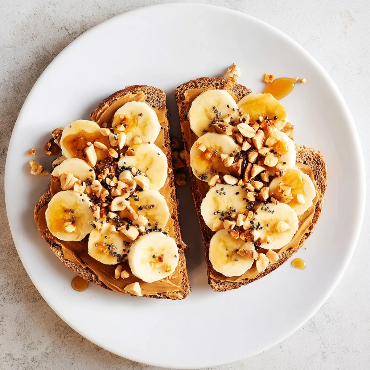 Warm, toasted bread layered with peanut butter and banana for a delicious Peanut Butter & Banana Sandwich Upgrade.