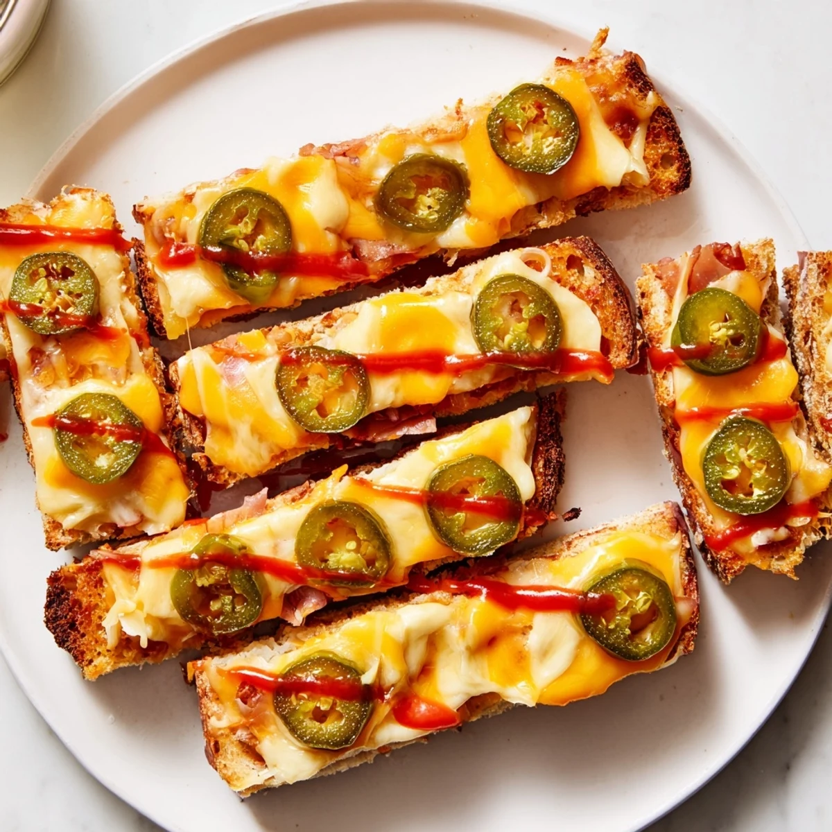 Golden, melty Spicy Pickle Grilled Cheese Dippers: A delicious dip-ready snack on a plate.