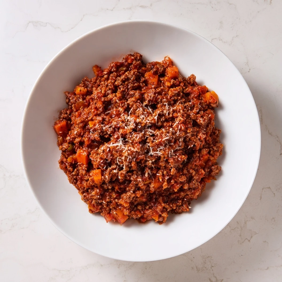 Steaming bowl of Classic Tuscan Ragu, a hearty meat sauce served with golden polenta.