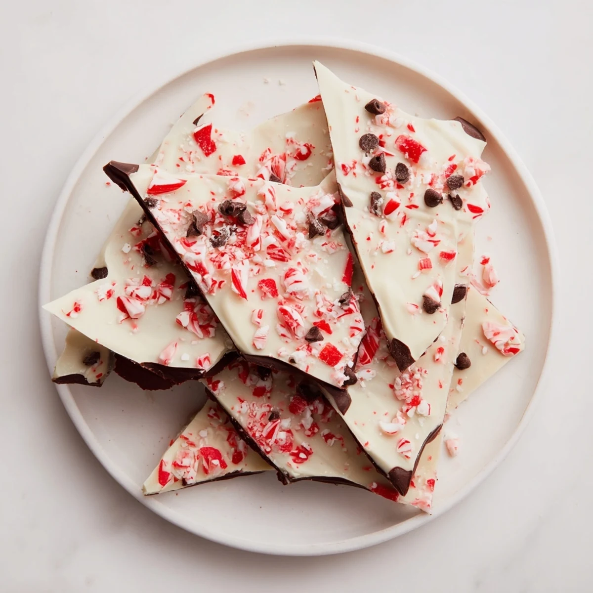 Enjoy crunchy and refreshing homemade Peppermint Bark shards, perfect for sharing during the holidays.