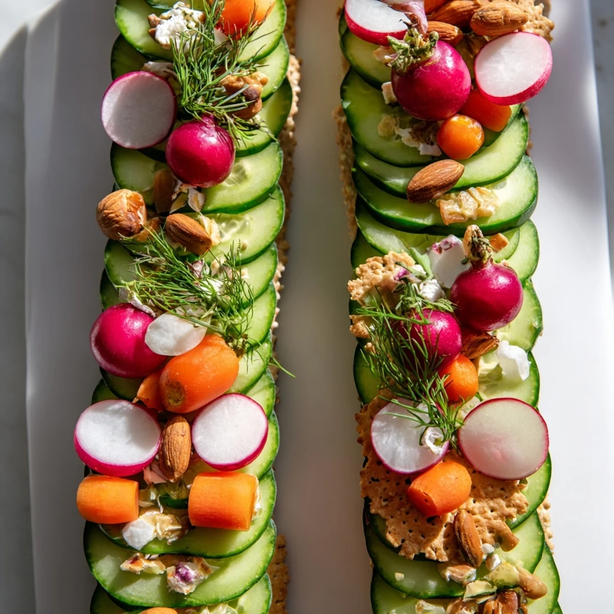 A minimalist view of The Zen Balance shows mirrored fresh ingredients artfully arranged on a board.