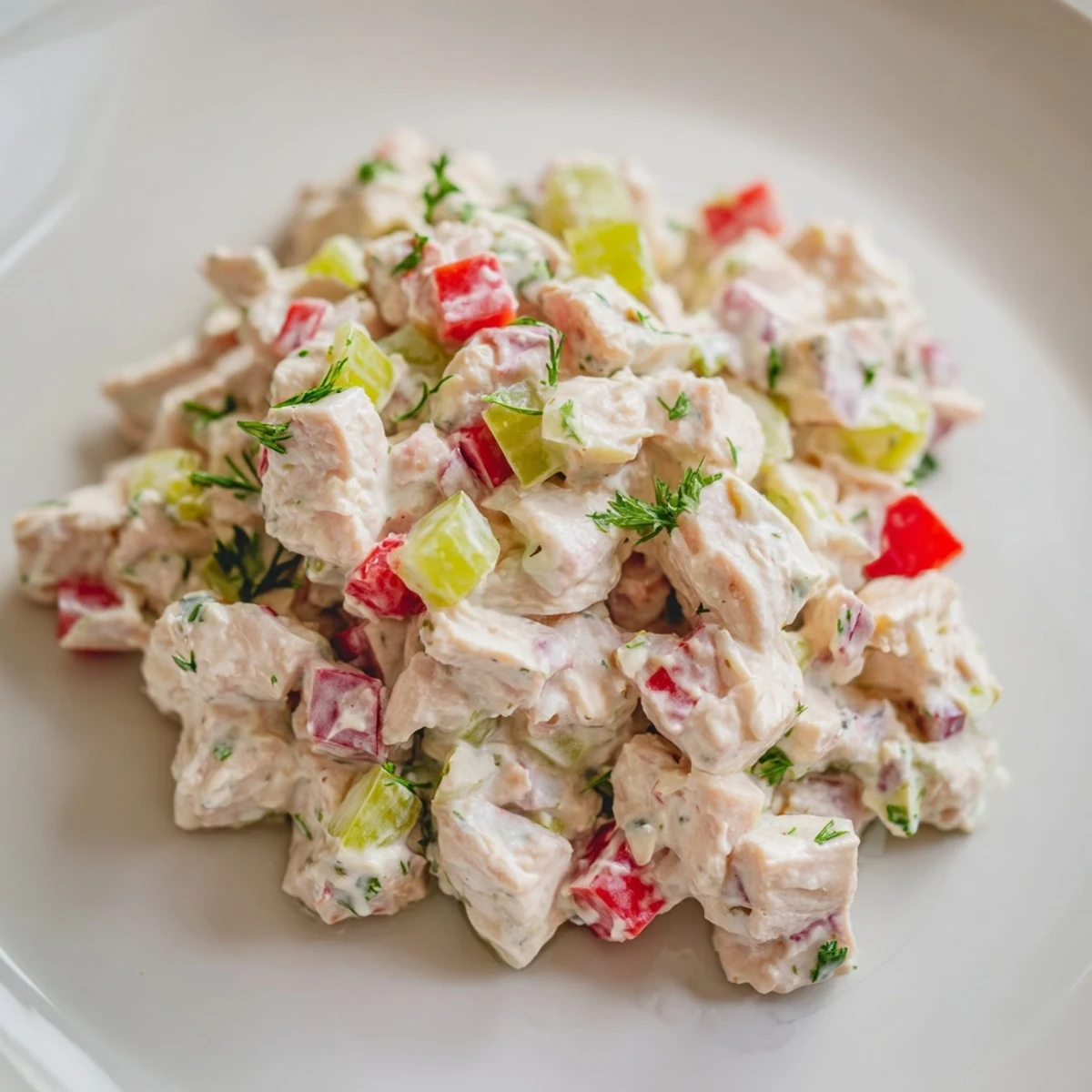 A vibrant bowl of canned chicken salad with Mrs. Dash, a delicious and easy lunch option.