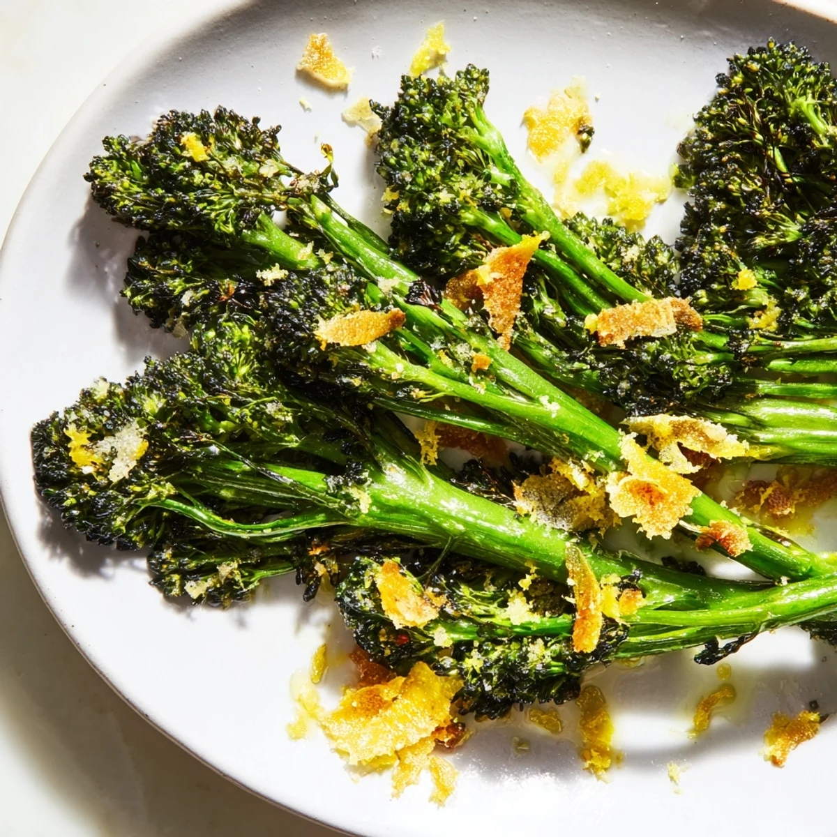 Charred Broccolini Salad with crispy garlic and Parmesan – a vibrant, veggie-packed side dish.