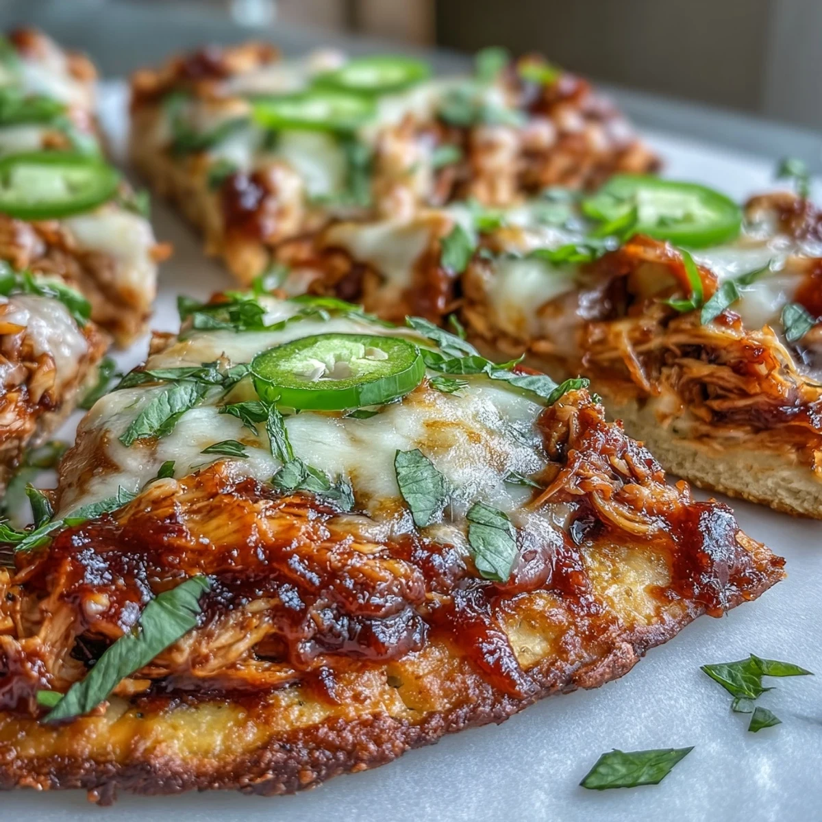 Freshly baked Garlic Naan Chicken Enchilada Pizzas feature bubbly cheddar, juicy chicken, and spicy jalapeños on a crisp naan crust.