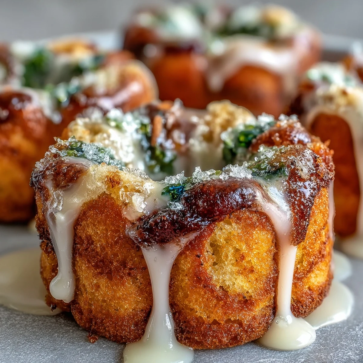 Bite-sized King Cake cupcakes with tender cinnamon filling and traditional Mardi Gras colored sugar topping.