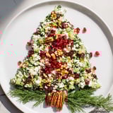 Beautifully arranged Cranberry & Feta Cheese Tree Dip, shaped like a holiday tree, ready for dipping.
