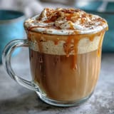 Warm dandelion tea latte with creamy oat milk and honey, a soothing caffeine-free drink for chilly mornings.