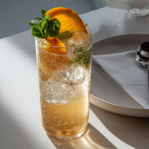 Refreshing probiotic soda mocktail, bursting with citrus and mint for summer enjoyment.  