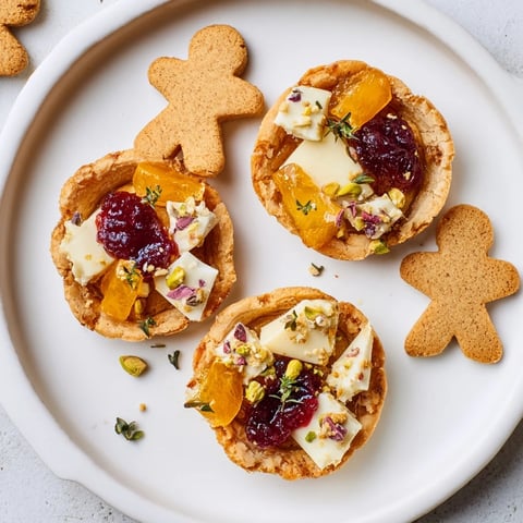 Christmas Joy Trios arranged beautifully on a platter, showcasing gingerbread cookies, bark, and tartlets.