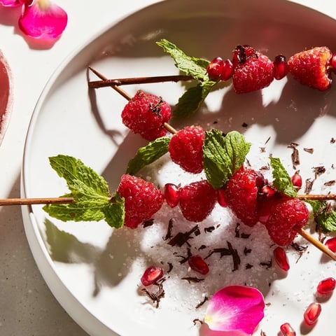 A close-up of beautiful Baisers de Minuit cocktail garnishes, ready to enhance any cocktail.