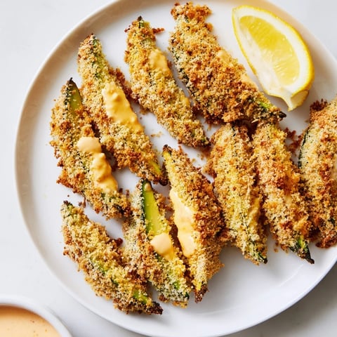 Crispy baked avocado fries, golden and enticing, ready to be dipped into flavorful aioli.