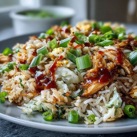 Spicy Egg Roll Fried Rice with tender chicken and crisp cabbage, served steaming hot.