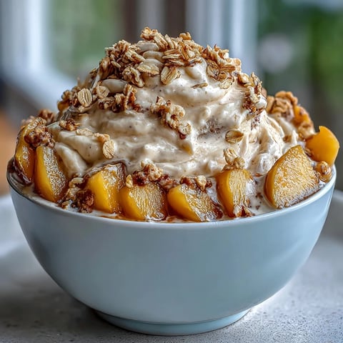 Creamy vegan mango coconut ice cream topped with crunchy toasted oats and fresh mango slices in a bowl.