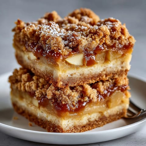 Homemade Apple Cinnamon Crumble Bars, a delicious, easy dessert with sweet apple filling.