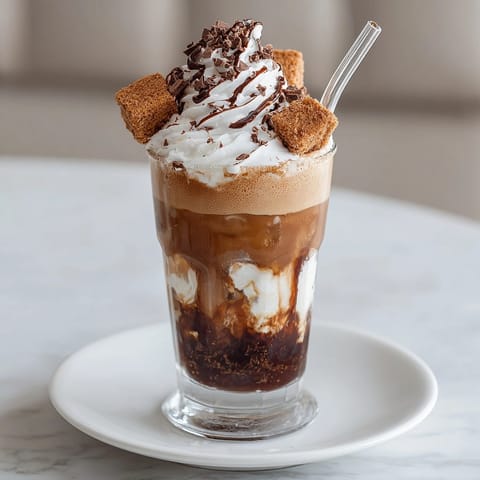 Refreshing Coffee Jelly Latte: Brown coffee cubes floating in a tall, cool glass.