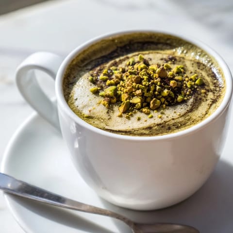 A delicious pistachio milk latte, rich in flavor and perfectly frothed on top.  