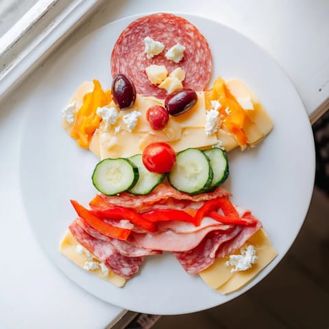 Holiday Gingerbread Man Savory Charcuterie appetizer with colorful veggies, crackers, and creamy goat cheese accents for a party.