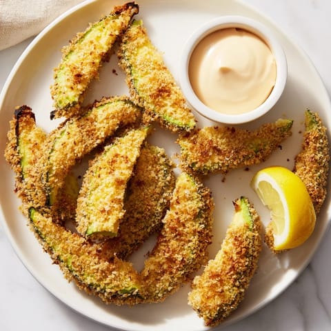 These oven-baked avocado fries are crispy on the outside, creamy inside, an ideal appetizer.