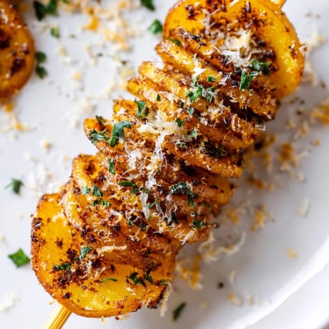 Freshly made Tornado Potatoes, a spiraled potato skewer, ready to enjoy with family and friends.