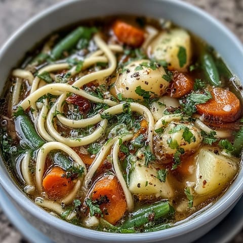 Simple Vegetable Noodle Soup #536