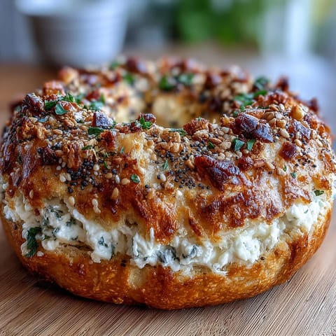 Fluffy high-protein bagels topped with savory everything seasoning, perfect for a quick and nutritious breakfast.  