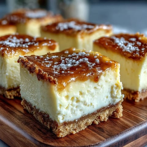 Creamy limoncello cheesecake bars with buttery graham cracker crust, topped with lemon zest for a bright citrus dessert.