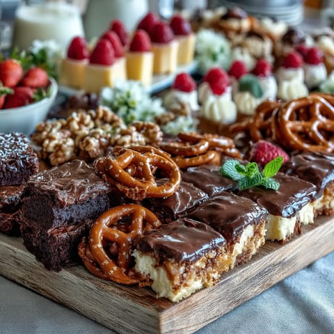 Festive grad party dessert board with mini treats and colorful cake slices for graduation celebration.