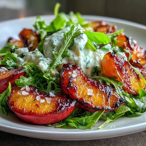 Grilled Peach Burrata Honey Salad