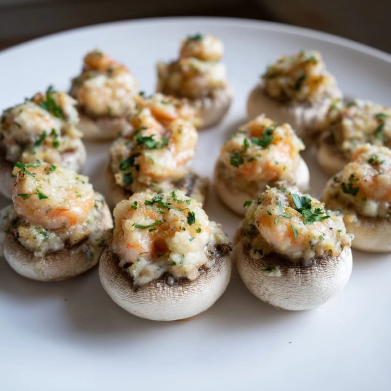 Imagine savory Shrimp Alfredo Stuffed Mushrooms fresh from the oven, an Italian American delight.
