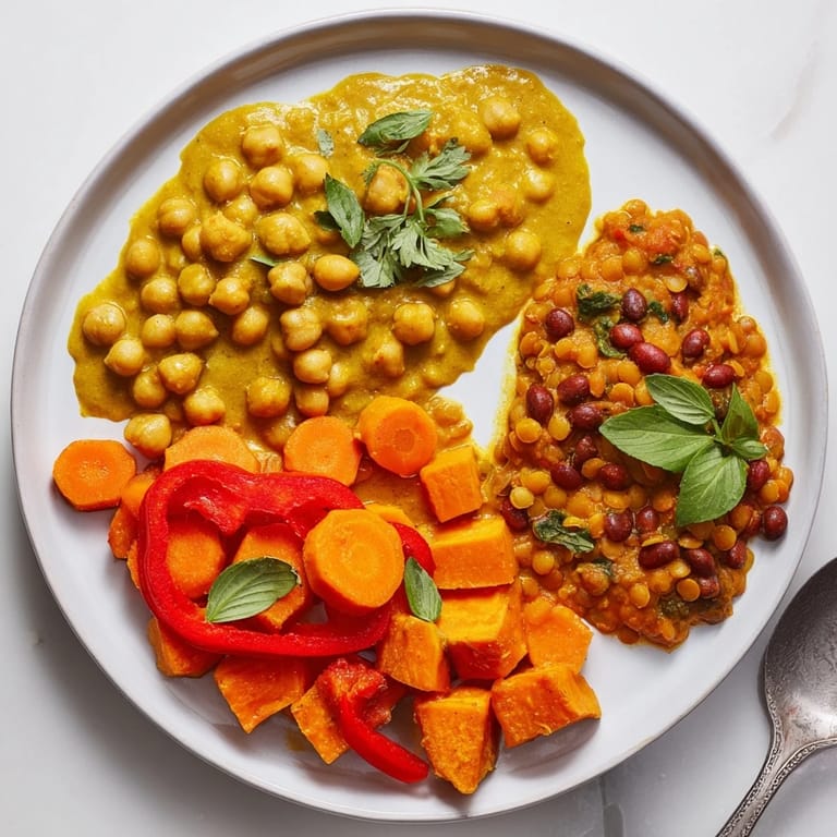 Vibrant Thai Red Lentil Curry bubbling in a pan, featuring bright carrots and basil.  