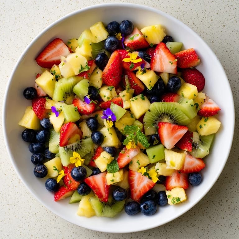 Enjoy a refreshing Festive Bow Fruit Medley featuring juicy strawberries and vibrant blueberries, chilled and ready.