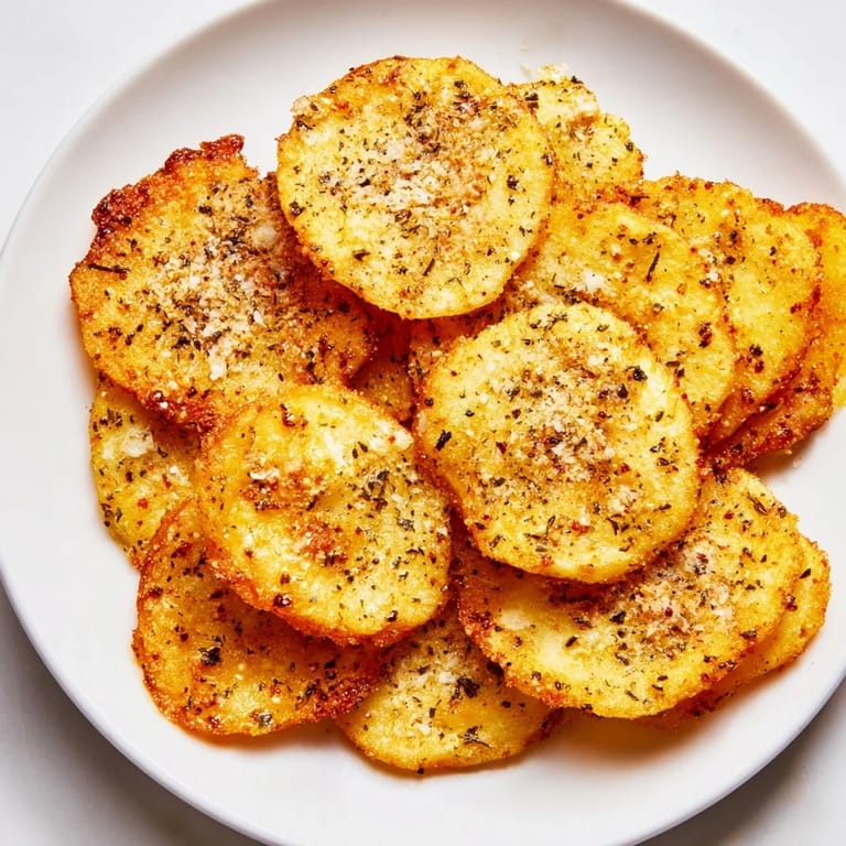 Close-up photo of crunchy cottage cheese chips boasting a golden hue and savory spice blend.