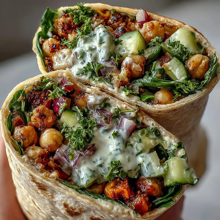 Vegan Lemon Tahini Chickpea Wraps are filled with smashed chickpeas and crisp vegetables, ready to eat.