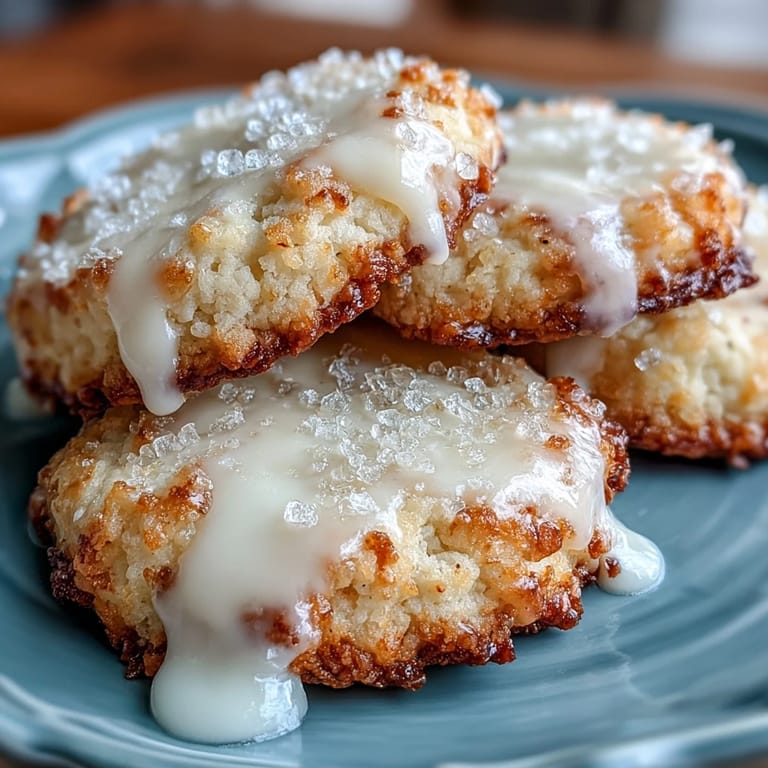 Stack of moist cottage cheese lemon sugar cookies drizzled with tangy lemon glaze, perfect for dessert.