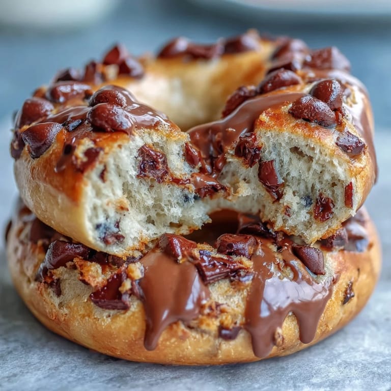 Golden-brown homemade bagels bursting with chocolate chips, offering a delicious protein boost for your morning routine.