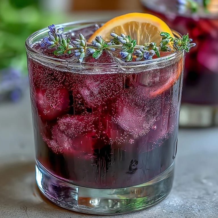 This refreshing lavender lemonade bursts with bright citrus and floral notes, featuring a beautiful purple hue perfect for warm-weather sipping or gatherings.