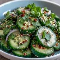 Crisp chilli-lime cucumber salad with zesty lime dressing and fresh cilantro, perfect for summer barbecues and light lunches.  