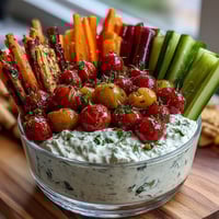 Fresh veggie cups filled with crisp carrots, cucumber, and bell peppers, served with creamy Greek yogurt ranch dip for a healthy summer snack.