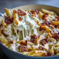 A bubbling one-pot cheesy pasta bake with golden mozzarella and cheddar, perfect for family dinners.