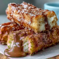 Bite-sized churro bites, golden and crispy, dusted in cinnamon sugar, served with a velvety chocolate dipping sauce for a festive Cinco de Mayo dessert.